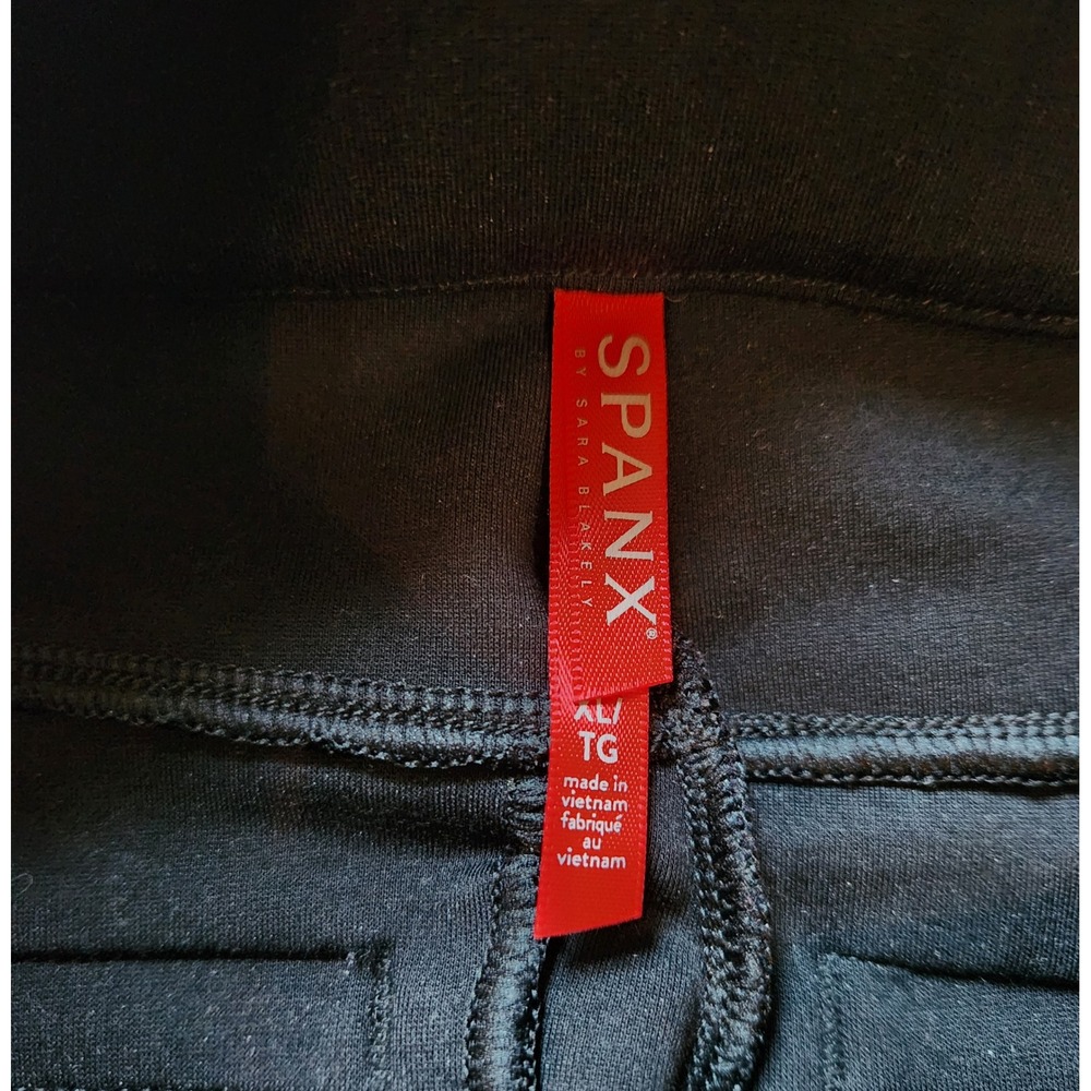 Spanx Perfect Pant High Rise Flare Black Pintuck Ponte Trousers XL - Picture 4 of 6